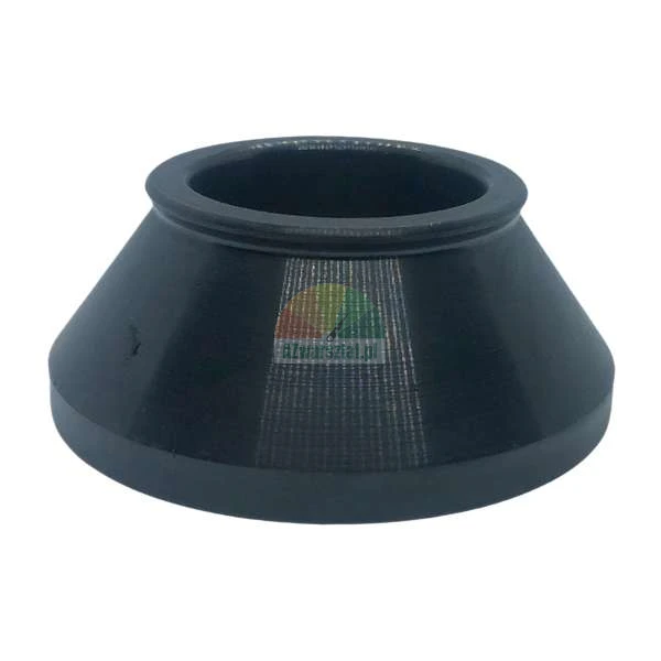 Black rubber component in the shape of a truncated cone.