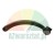 Black curved plastic component with a mounting hole and a knob.