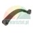 Black curved support arm for a bicycle rack featuring a mounting hole and an adjustment knob.