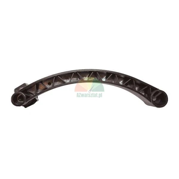 Black curved plastic handle part with internal reinforcement ribs.
