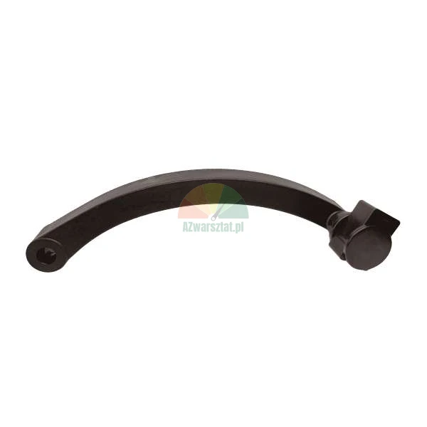 Curved black arm with a knob and mounting hole on a white background.