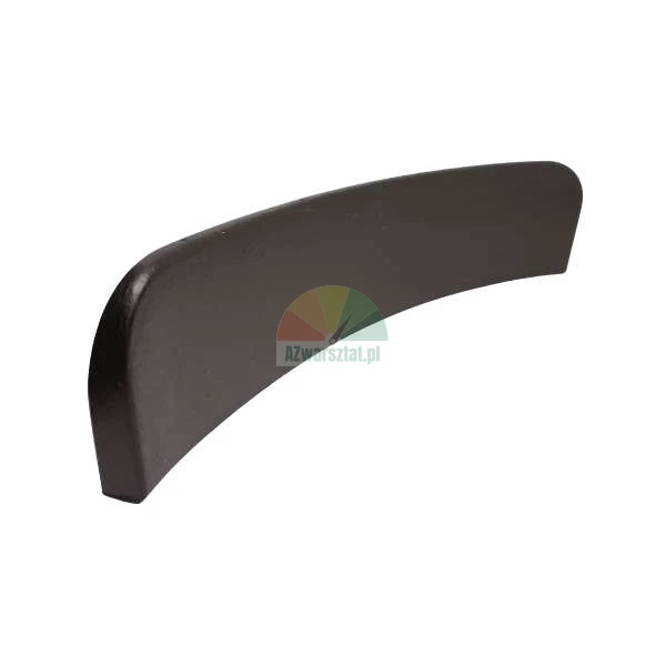 Black curved furniture handle with a matte finish on a white background