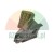 Metal clamping element with a checkered surface and a threaded hole on a white background.