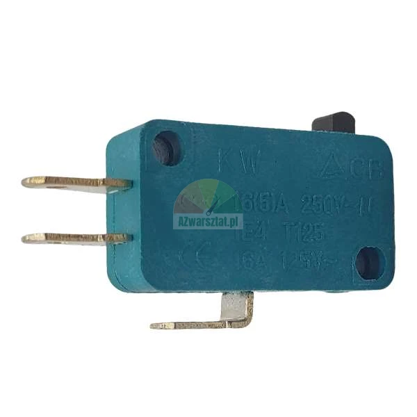 KW ACE 16A 250V microswitch with a blue body and three terminals.