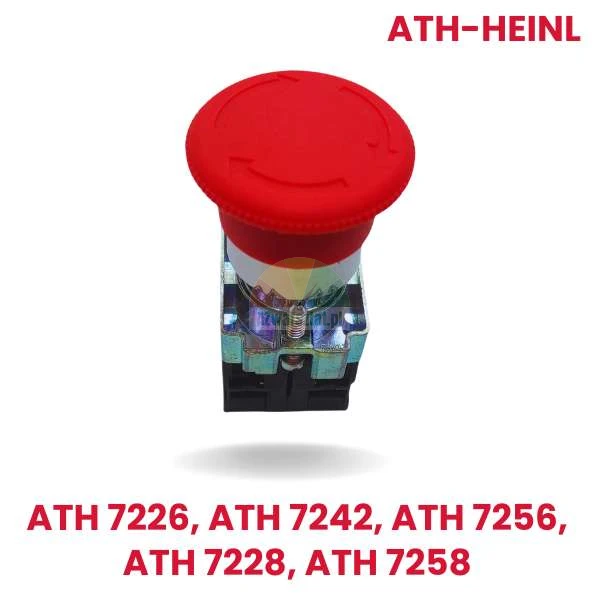 Red emergency stop button, replacement for ATH-Heinl models ATH 7226, ATH 7242, ATH 7256, ATH 7228 and ATH 7258