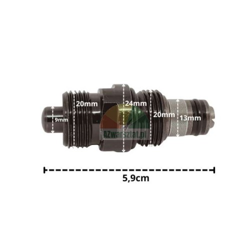 Hydraulic overload safety relief valve G20mm with dimensions
