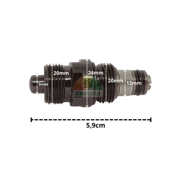 Hydraulic overload safety relief valve G20mm with dimensions