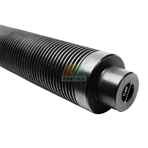 Metal ribbed tube with an 11 mm diameter hole at the end.