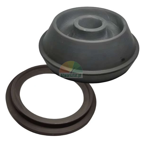 Rubber flush valve piston with gasket on a white background