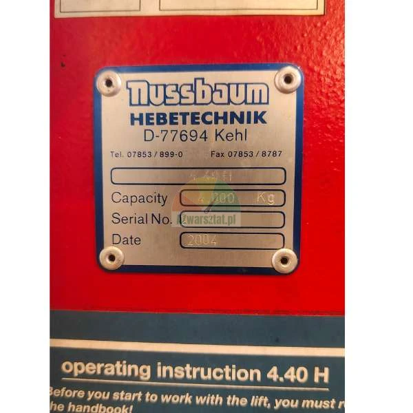 Steel cable for Nussbaum 4.40H lift (7.82m)