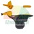 Black metal tire changer mount demount head with yellow plastic protective inserts.
