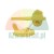 Two yellow plastic mounting components on a white background