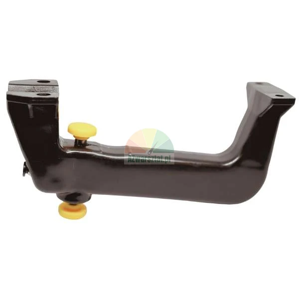 Black metal bracket with yellow adjustment knobs on a white background.