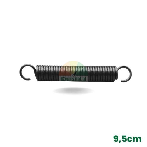 Black extension spring for tire changer 9.5 cm long with hooks on both ends