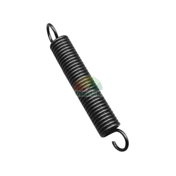 Black metal tension spring with hooks at both ends