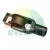 Black industrial pulley roller assembly with metal bracket on a white background