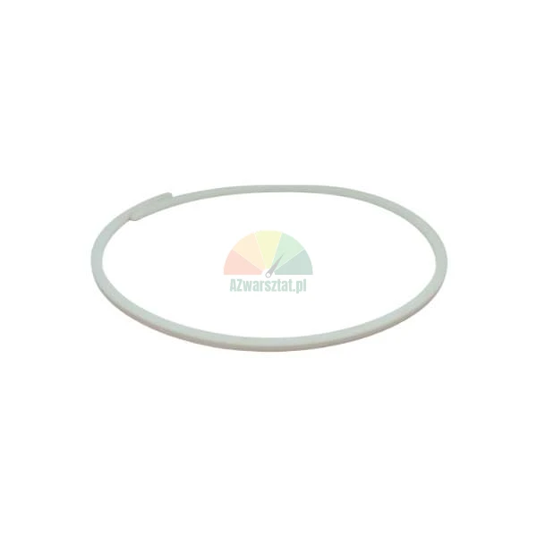 White plastic ring or circular seal on a white background.