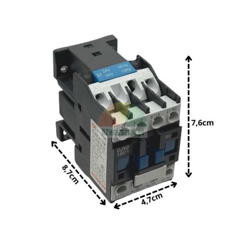Motor contactor 24V AC CJX2 1801 with dimensions