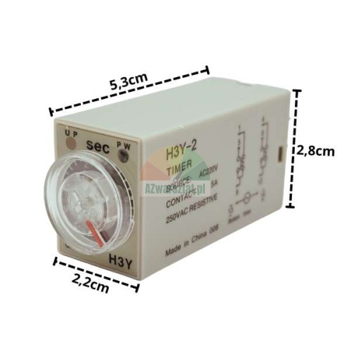 Time relay AC 220V 5s 8 PIN H3Y-2 with dimensions