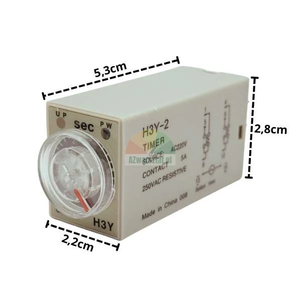 Time relay AC 220V 5s 8 PIN H3Y-2 with dimensions