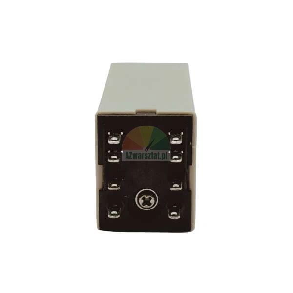 Bottom view of an industrial relay or timer module showing eight connection pins and a central mounting socket.