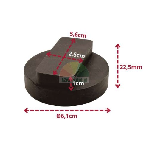 Rubber jack pad for BMW 3 4 5 Series, 6.1 cm diameter with dimensions.