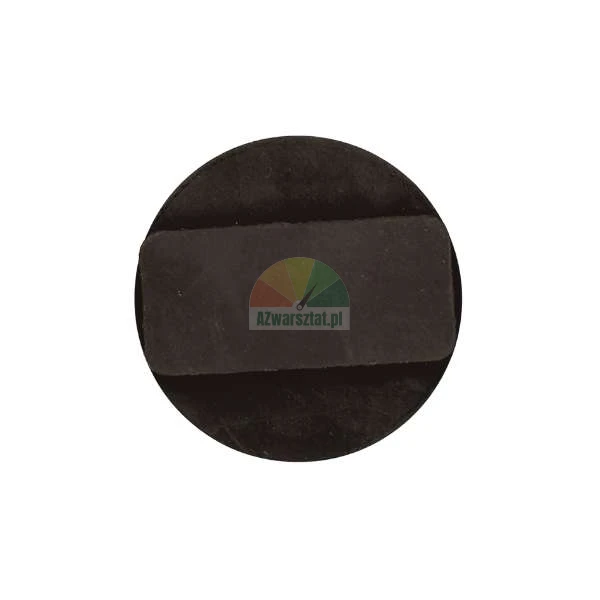 Round black magnet with a rectangular magnetic element on a white background