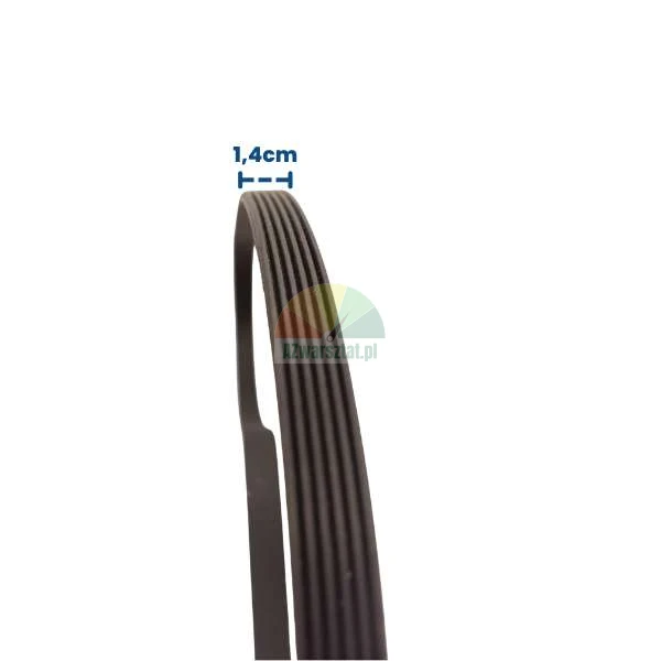 Black wheel balancer belt 1.4 cm wide with 5 grooves and 6 ribs.