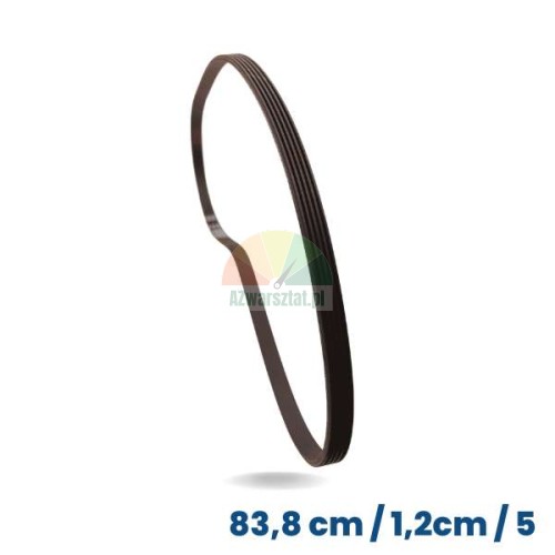 Black wheel balancer belt 83.8 cm long and 1.2 cm wide, 5 ribs and 4 grooves