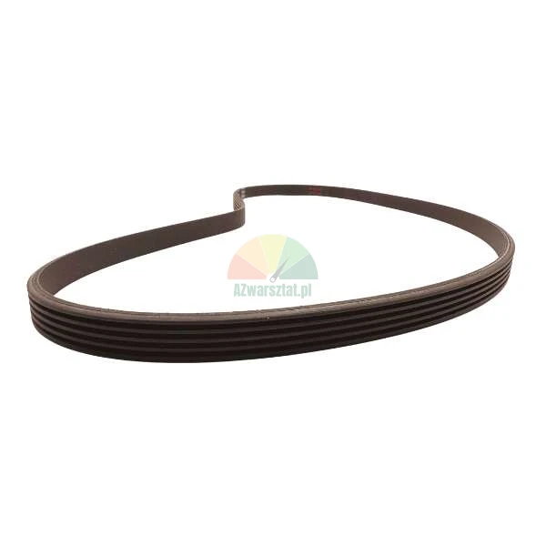 Multi-ribbed serpentine belt for engine accessories on a white background.