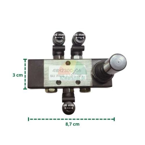 Pneumatic control valve with joystick for tire changer.