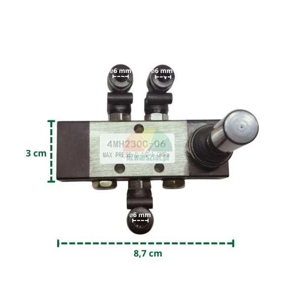 Pneumatic control valve with joystick for tire changer.