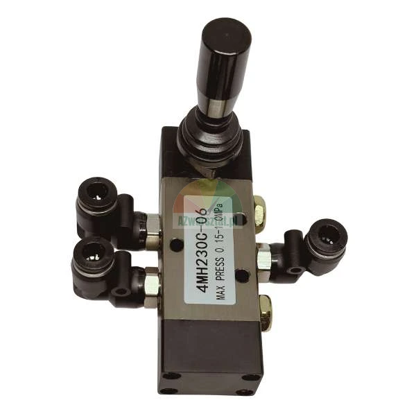 Lever-operated pneumatic manual valve with push-in fittings model 4MH230C-06