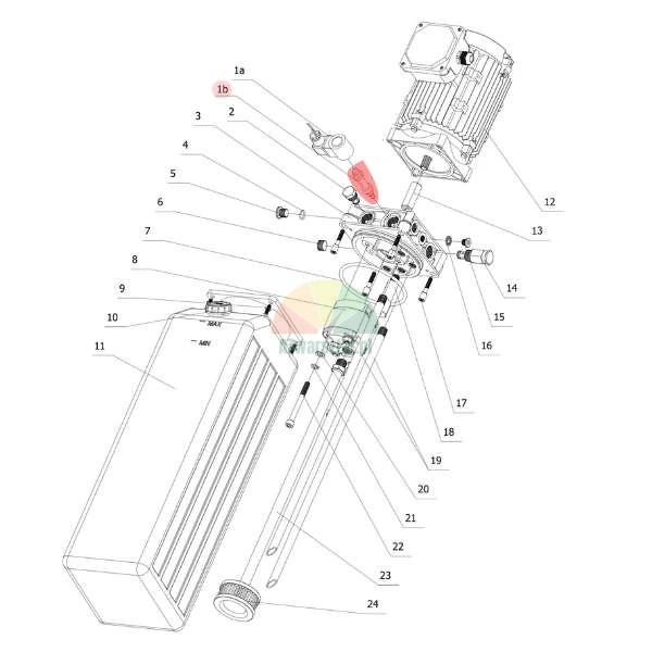 Lowering valve with emergency button for Redats L200 L220 lift