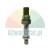 Metal hydraulic cartridge valve with thread and brass adjustment knob on a white background.