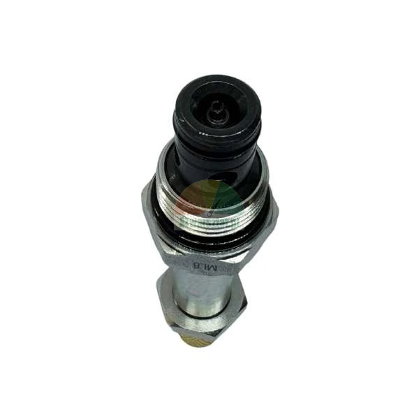 Top view of a hydraulic cartridge valve showing the thread and black tip on a white background.