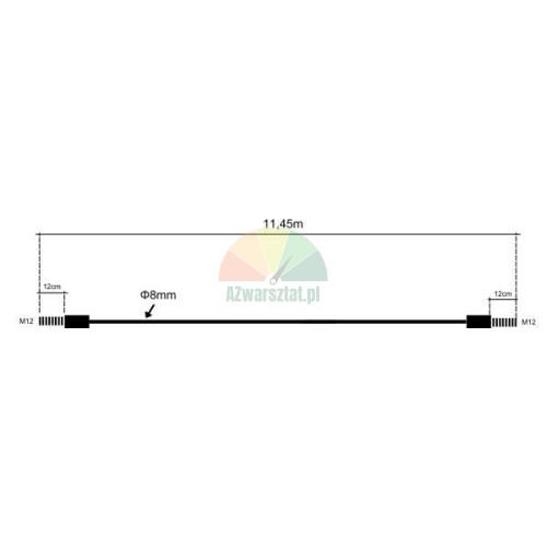 Steel lift cable for Nussbaum SPL 3500 SPL 8000, 11.45m x 8mm, M12 ends