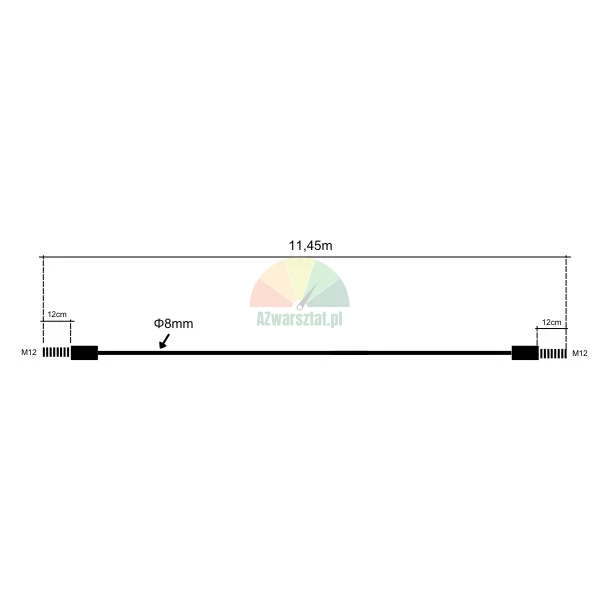Steel lift cable for Nussbaum SPL 3500 SPL 8000, 11.45m x 8mm, M12 ends