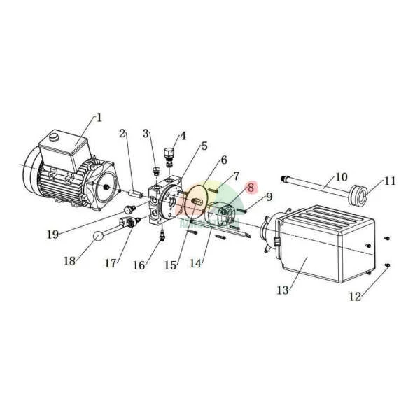 Exploded view diagram of a hydraulic power unit assembly with part number 8 highlighted.