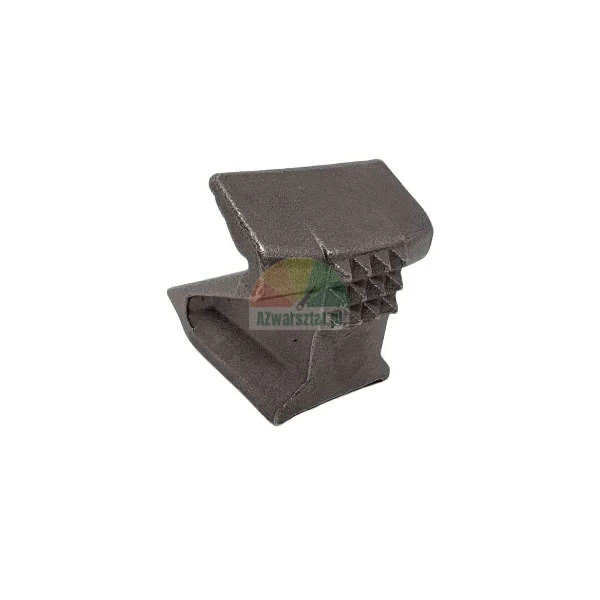 Metal bucket tooth for excavator with textured surface on white background