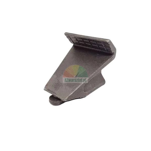 Cast iron cultivator tooth or share point for agricultural machinery on a white background.