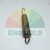 Metal extension spring with hook on light background