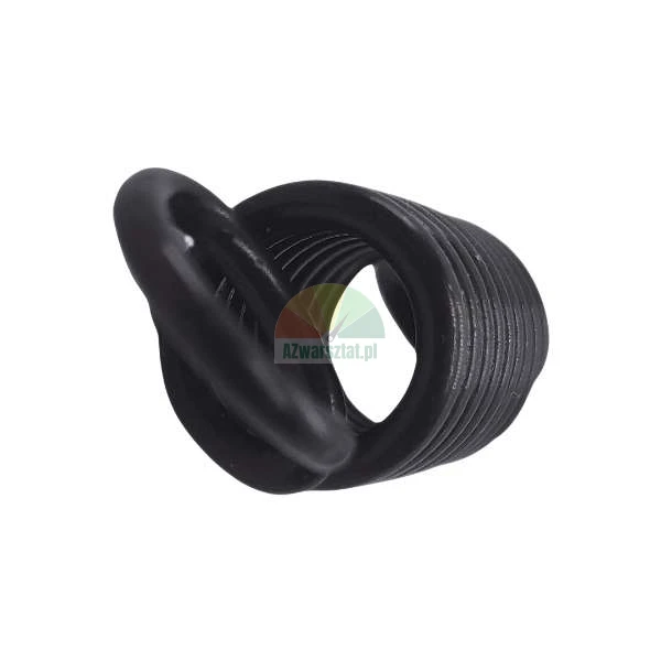 Black plastic spiral spring or cable protector component on a white background.