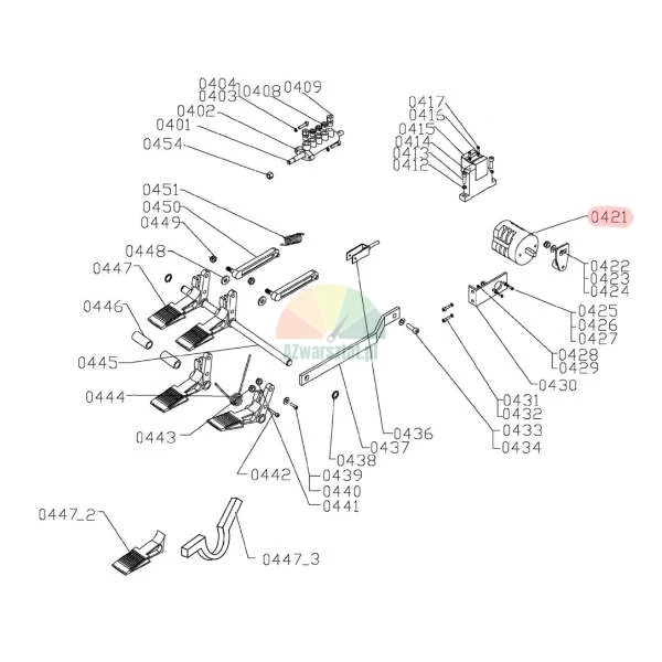 Tire changer diagram with highlighted two-speed rotary switch for Invento TC 720, TC 722, TC 724