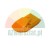 Orange plastic disc brake pad spacer on a white background