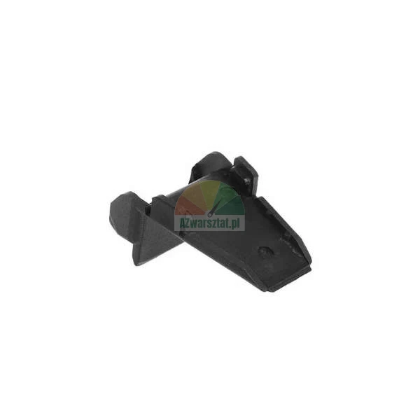 Black plastic mounting clip or car trim fastener on a white background.