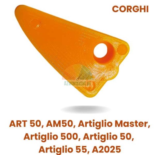 Orange plastic mounting head protector for Corghi Artiglio Master, ART 50, AM50, Artiglio 500, Artiglio 55, A2025 tire changers.