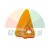 Orange 3D printed plastic component in a triangular shape with a round hole.