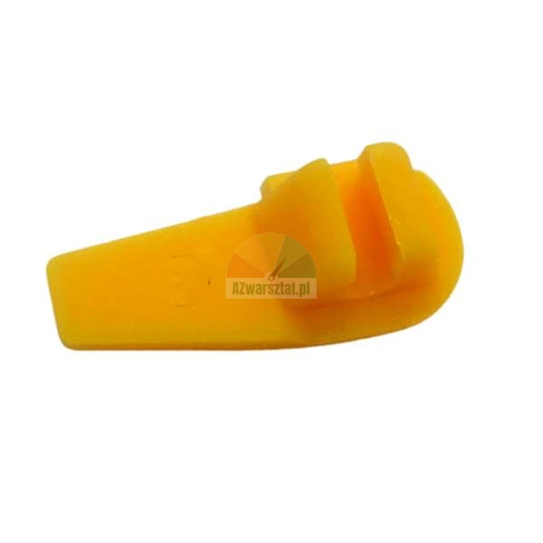 Small yellow plastic replacement part with a mounting slot on a white background.