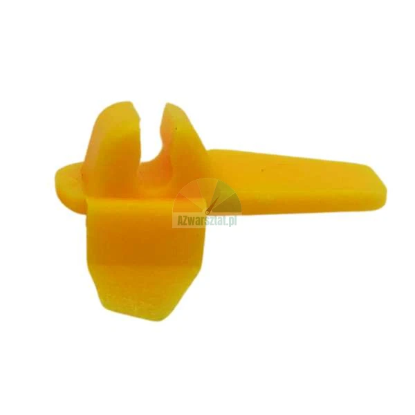 Yellow plastic mounting clip with a U-shaped holder.